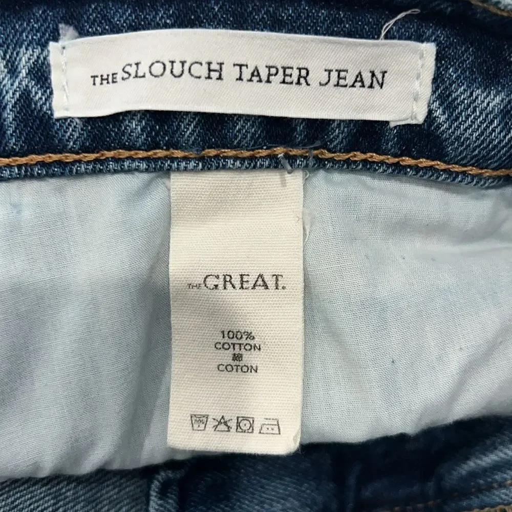 The Great.  THE SLOUCH TAPER JEAN Darker Wash Size 26 - Picture 14 of 15